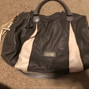 Gray and white Steve Madden leather purse